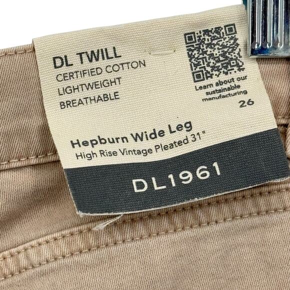DL1961 Wide Leg Hepburn Jeans High Rise SZ 26 Women's Moonstone Tan NEW Comfort - Picture 12 of 16